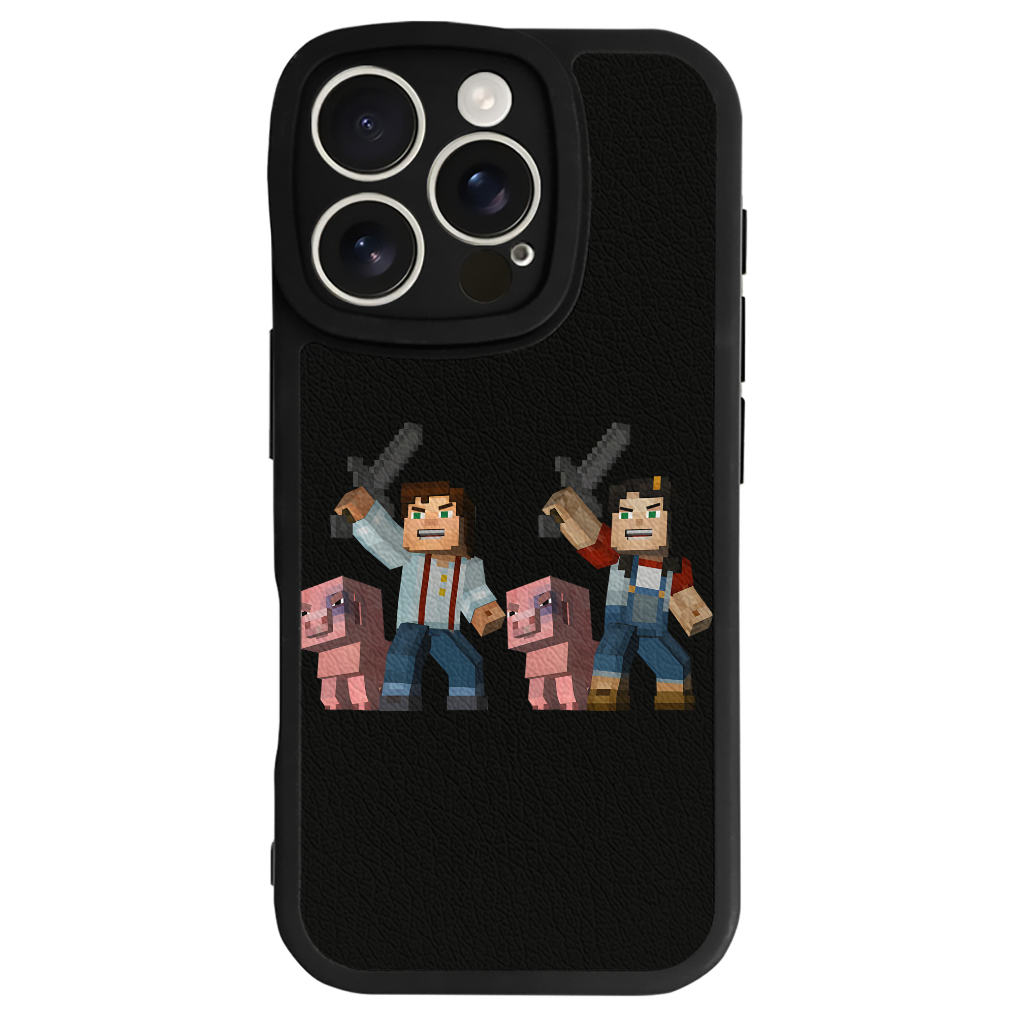 （画像用） マインクラフト ブロックの世界 Minecraft MC Block world 【iPhone 16シリーズ対応】シリコンスマホケース（レザー調） 材質：シリコン